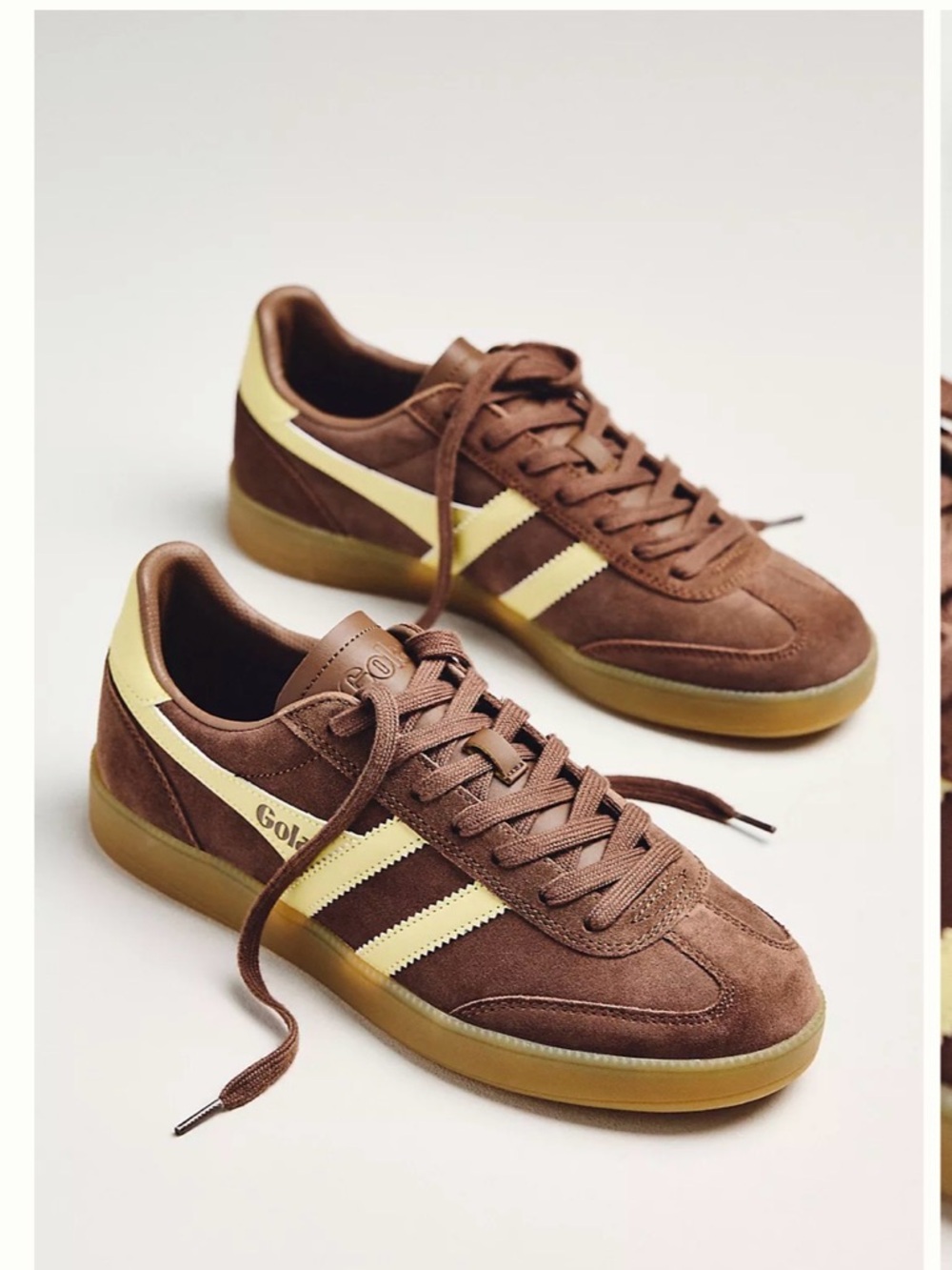 Gola Brown Suede Sneakers with Cream Stripes